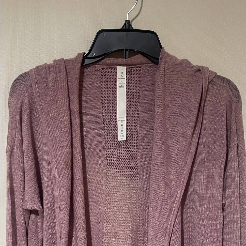 lululemon athletica Linen Blend Dusty Pink Light Hoodie Sweater Cardigan SZ M - Picture 3 of 15